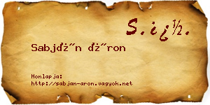 Sabján Áron névjegykártya